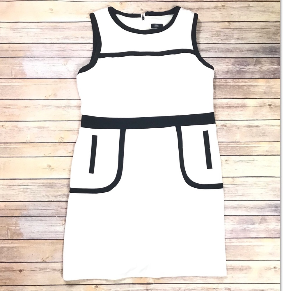 White and black contrast dress